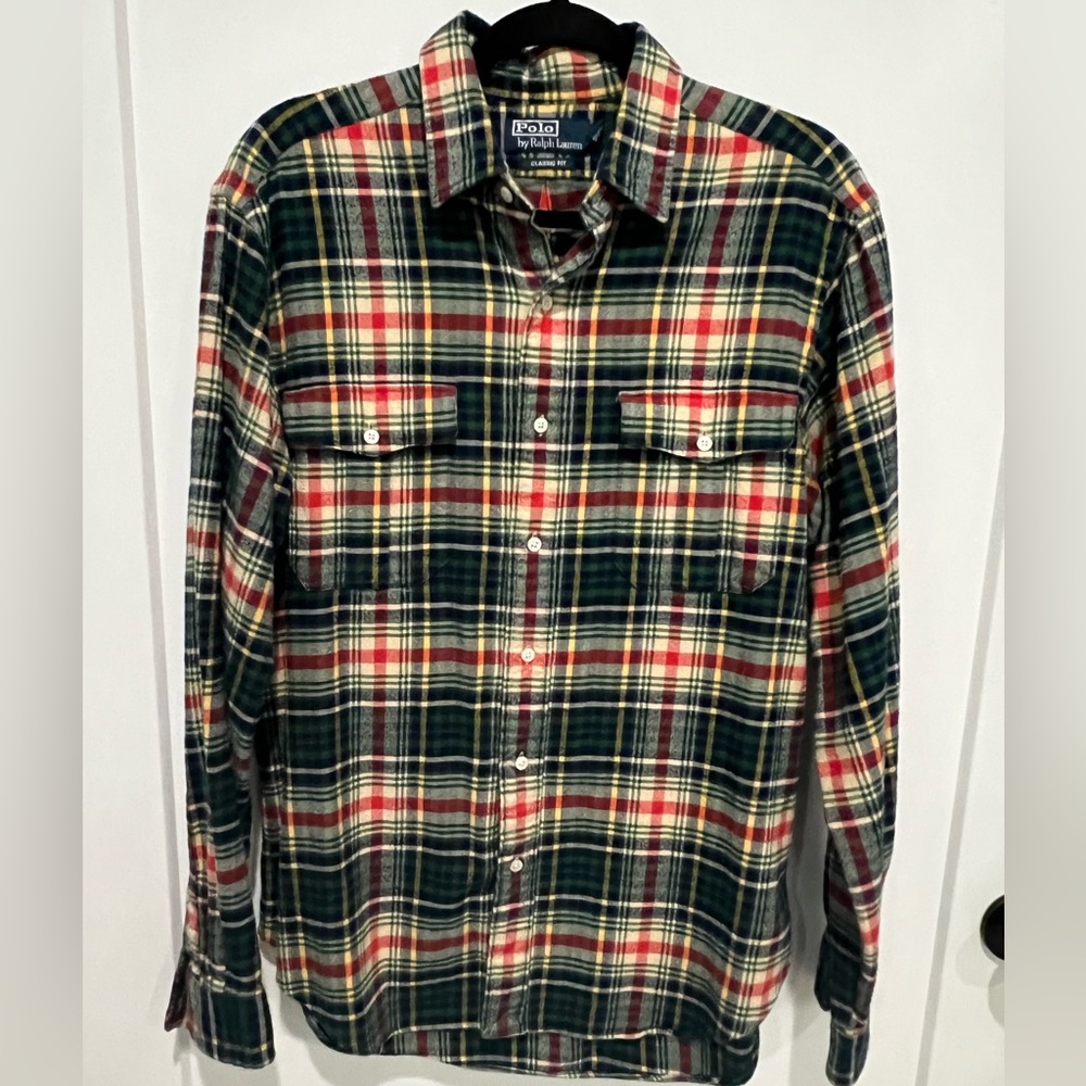 Polo flannel classic fit button down size medium